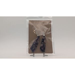 Purple Stone Dangle Earrings – Natural Gemstone Teardrop/Slab Earrings